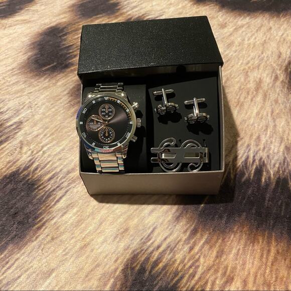 American Exchange Watch, Cuff Links & Tie Clip Set Metal Alloy Watch - Picture 3 of 15